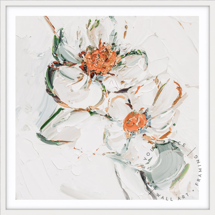 Flourish 50cm x 50cm / White Posters Prints & Visual Artwork