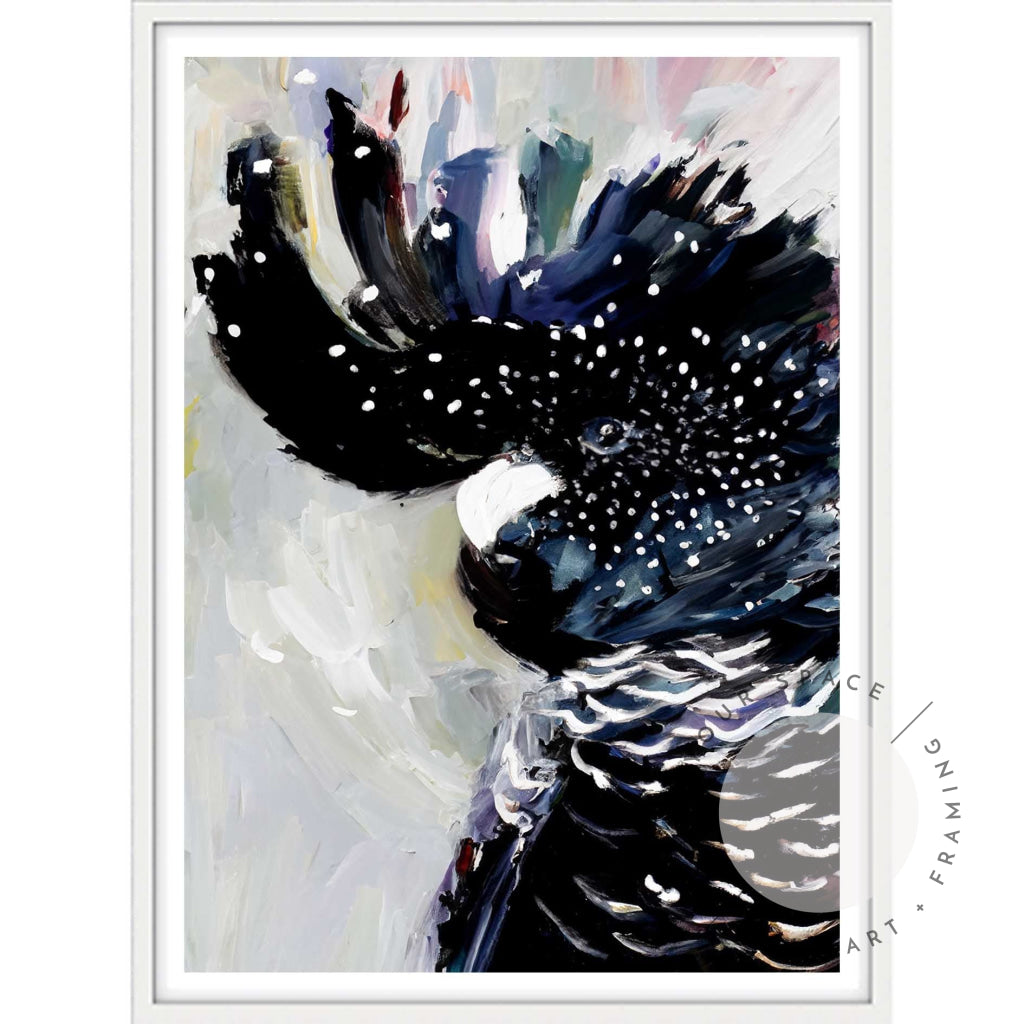 Painted Black Cockatoo A4 (21cm x 29.7cm) / White Posters Prints & Visual Artwork