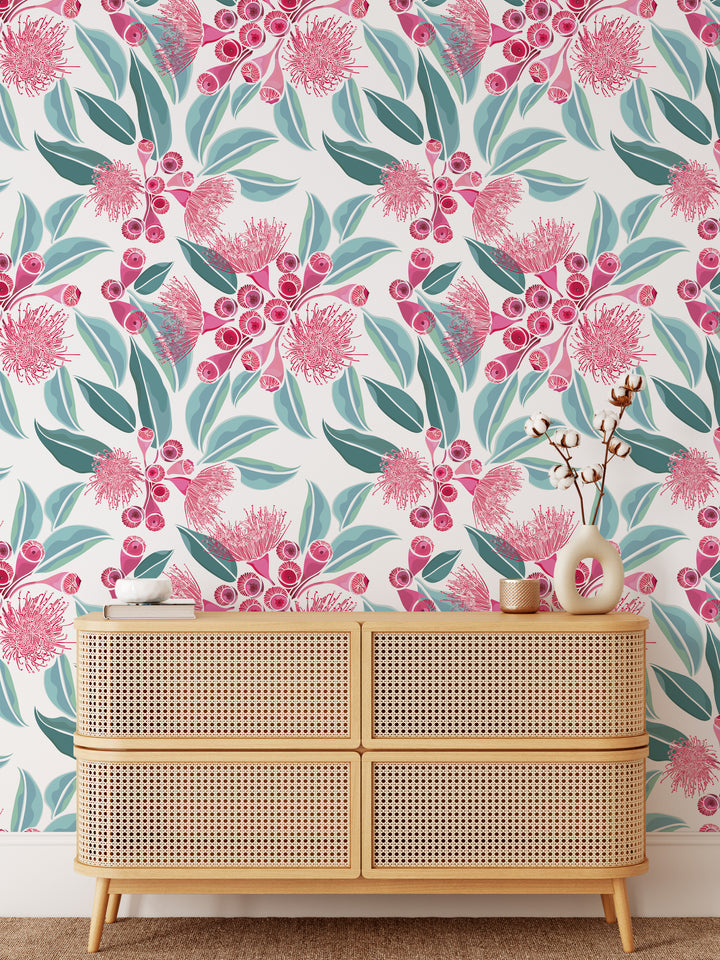 Pink Eucalyptus  Designer Wallpaper