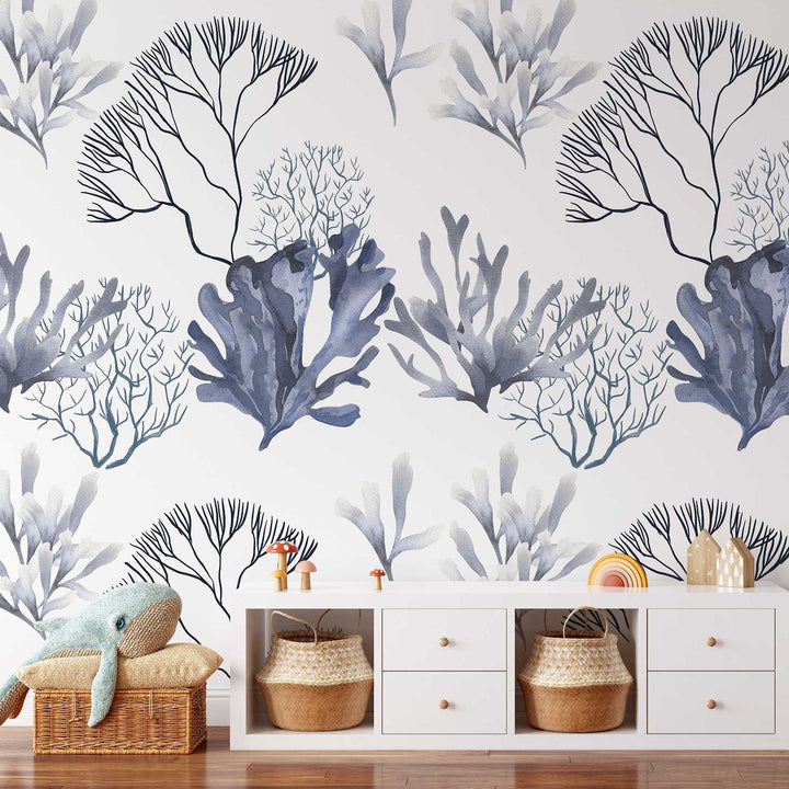 Blue Coral Designer Wallpaper