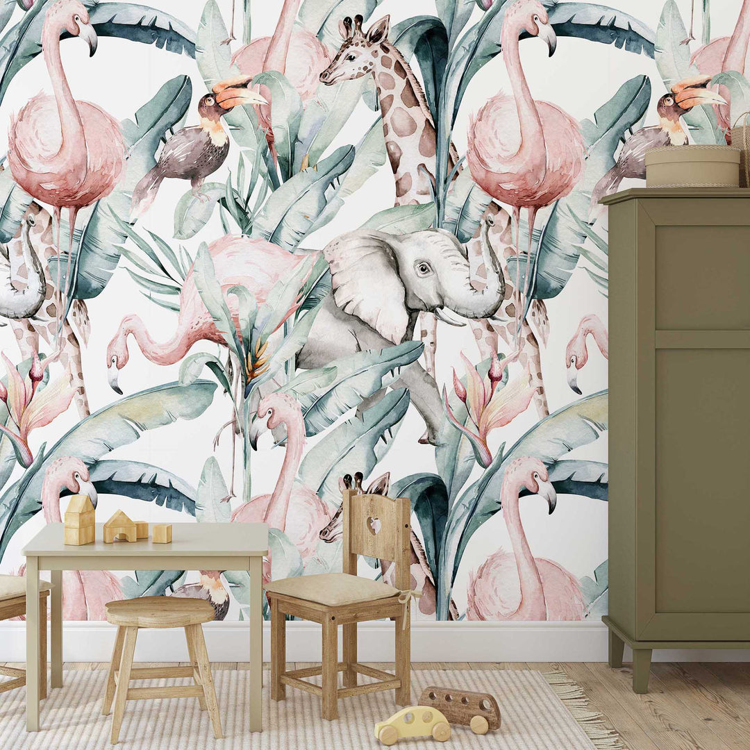 Water Colour Jungle Designer Wallpaper