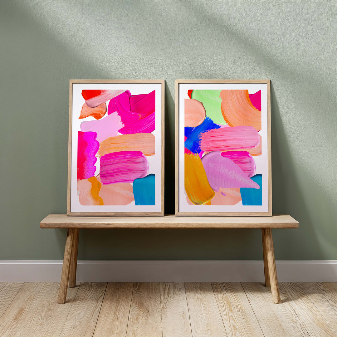 Set of 2 - Set of 2 - Neon Paint Strokes I & II