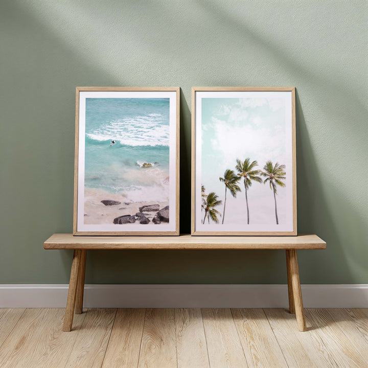 Set of 2 - Surfer Girl & Tropical Palms I