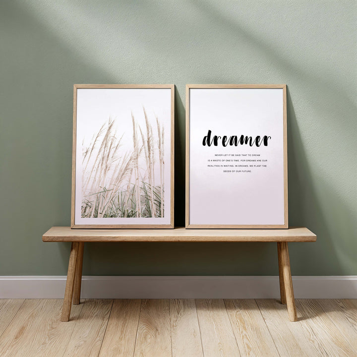 Set of 2 - Pampas Grass II & Dreamer Quote
