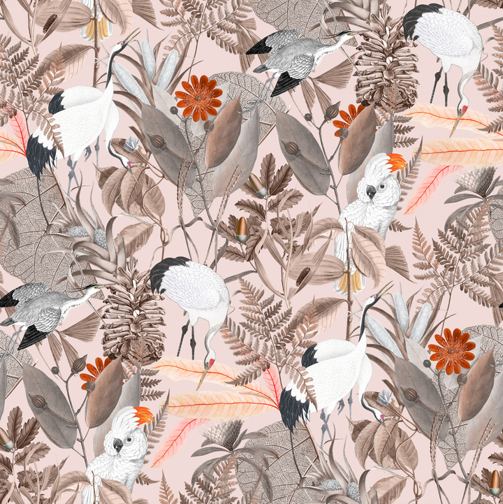 Beautiful Birds (light) Designer Wallpaper