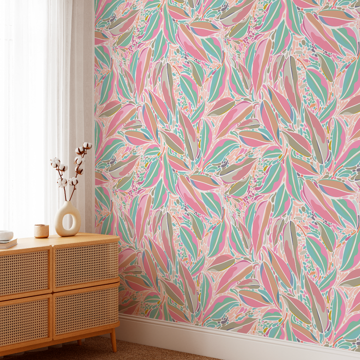 Coloured Eucalyptus Leaves II Designer Wallpaper