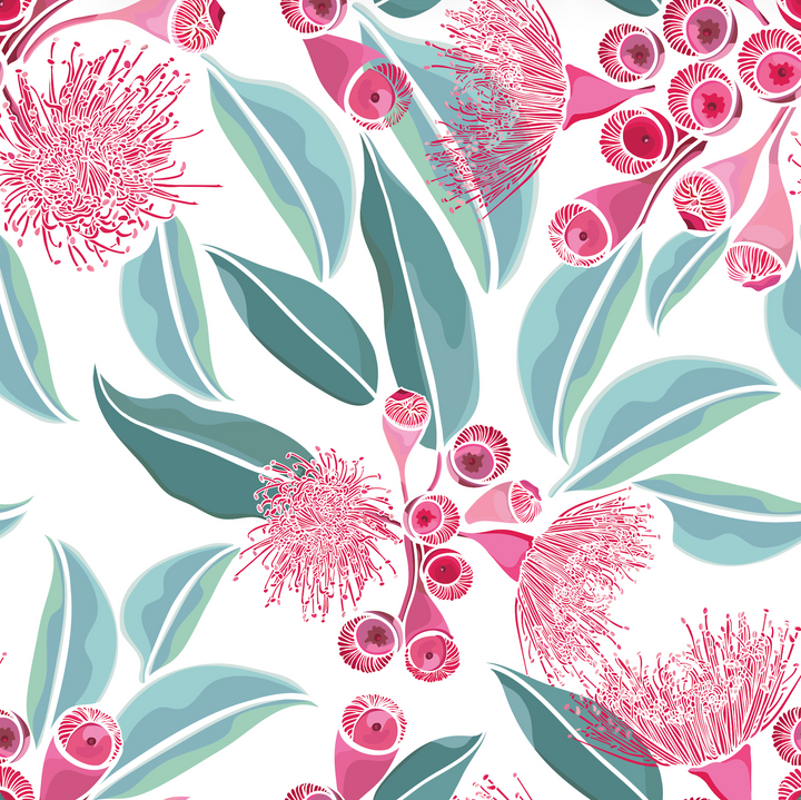 Pink Eucalyptus  Designer Wallpaper