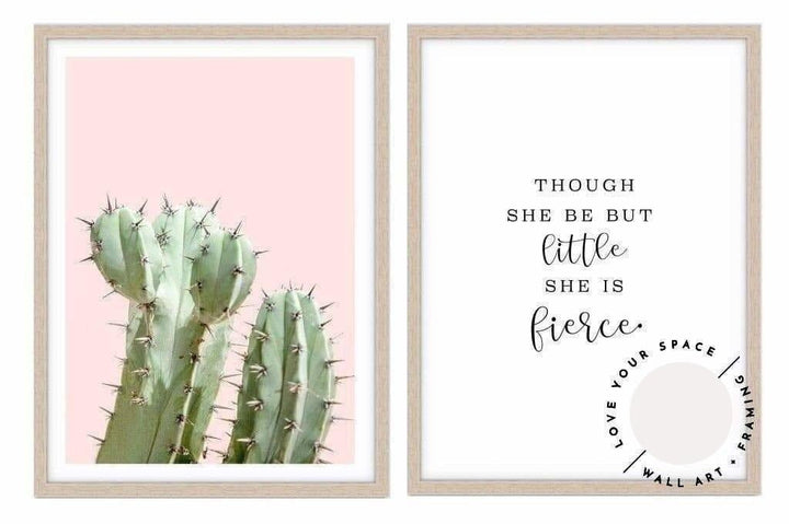 A Cute Pair - Pink Cactus & Quote - Love Your Space