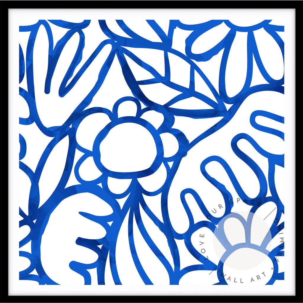 Blue Watercolour Flowers - SQUARE