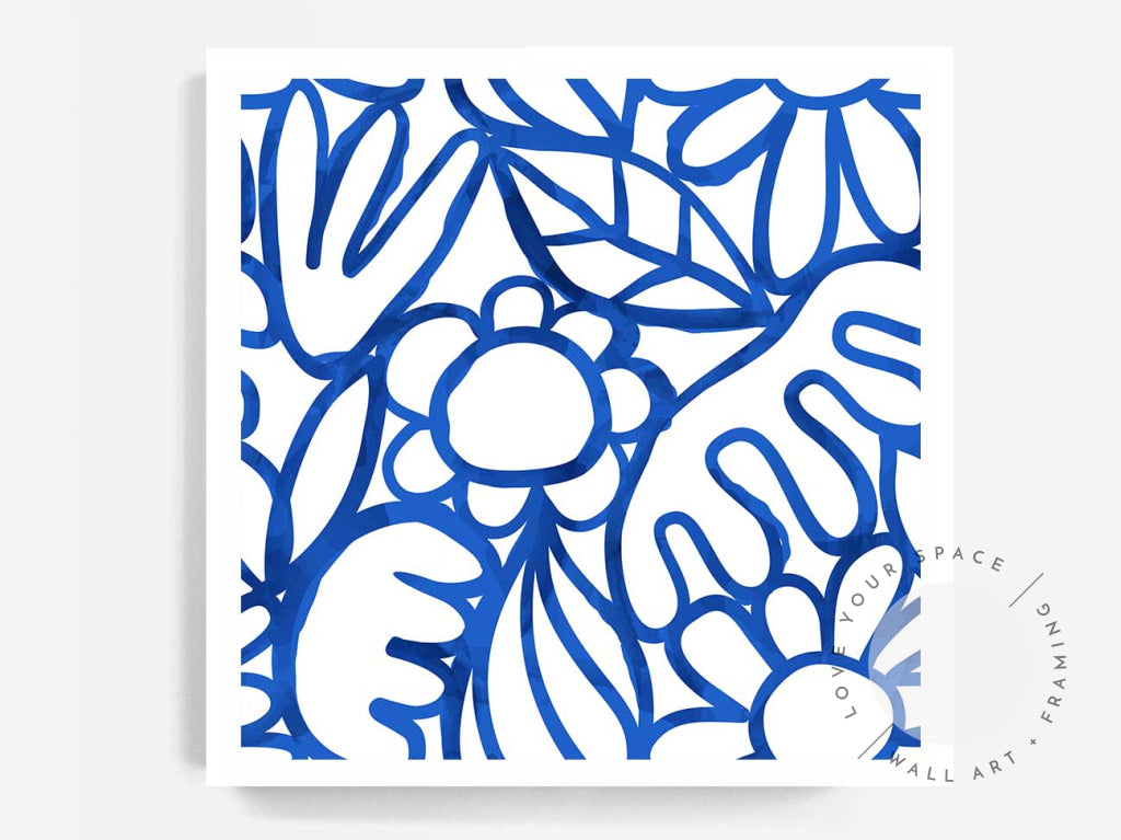 Blue Watercolour Flowers - SQUARE