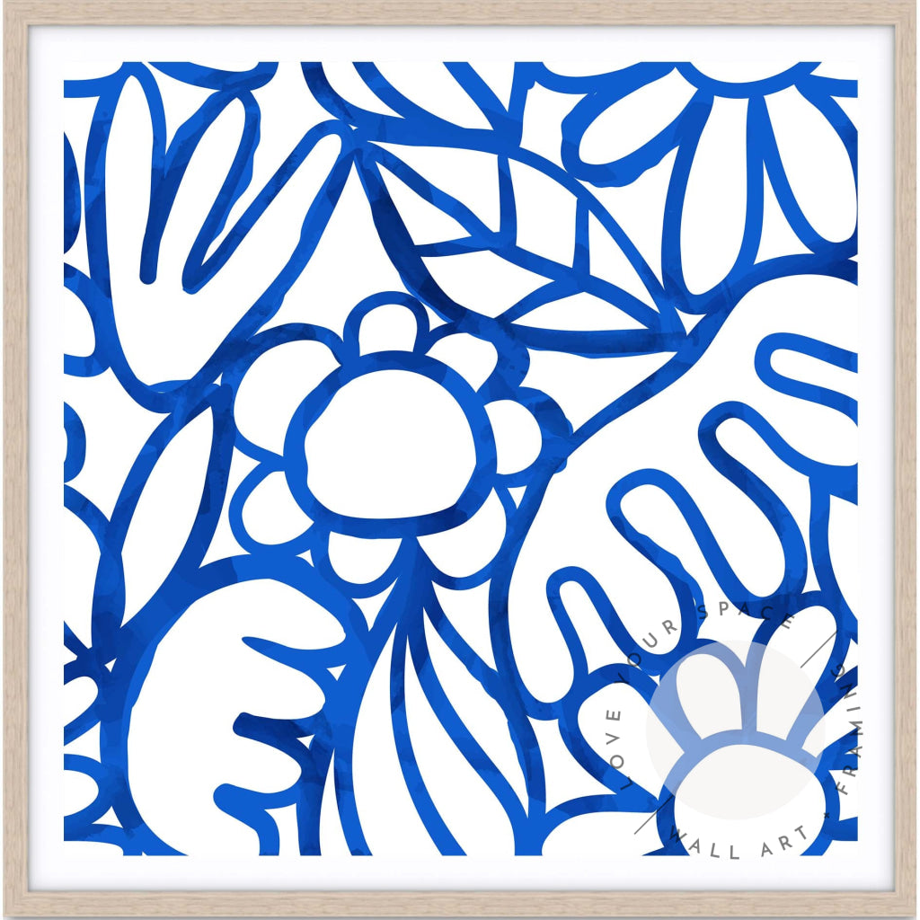 Blue Watercolour Flowers - SQUARE