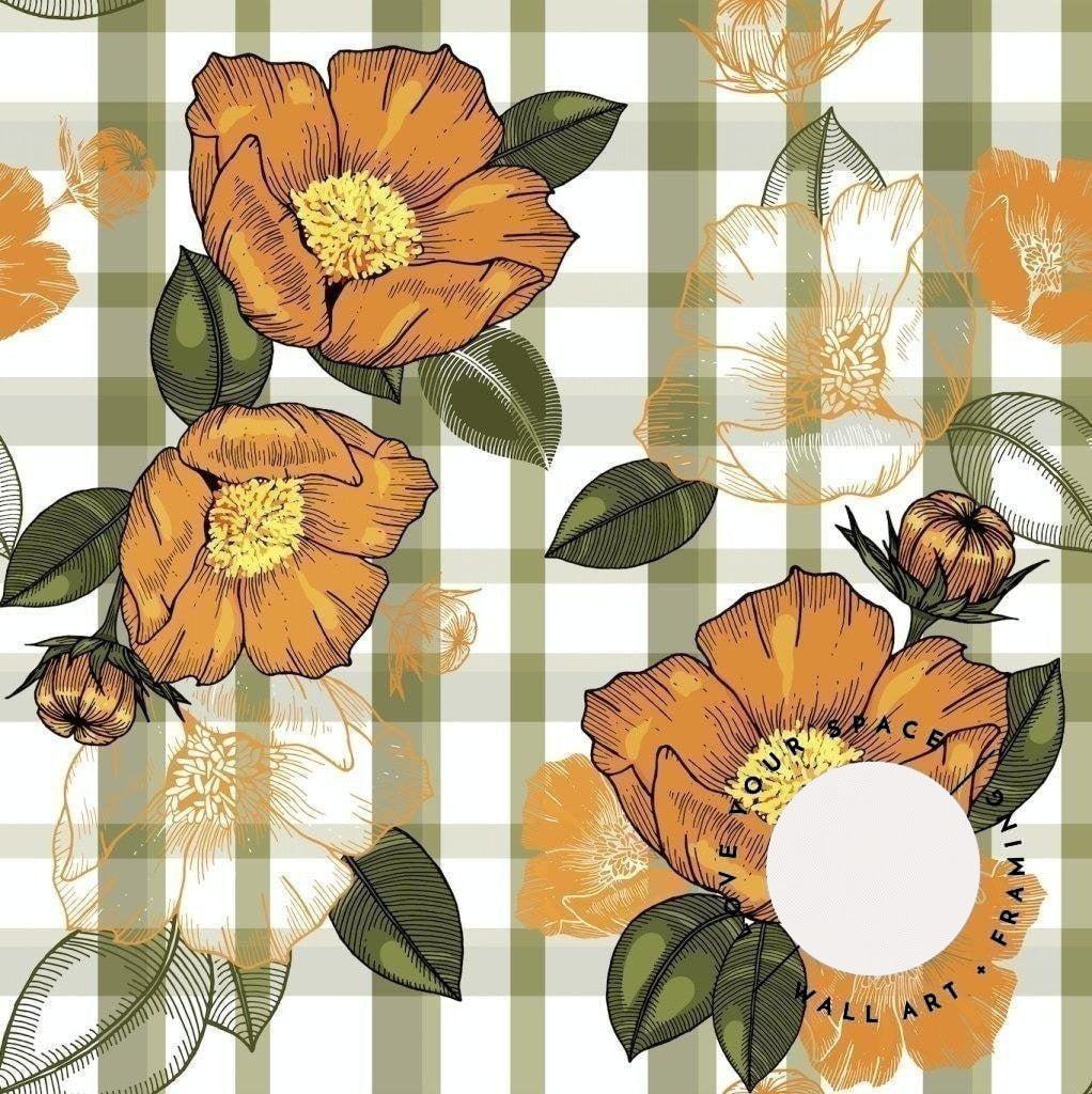 Flowers & Checks Designer Wallpaper - Love Your Space