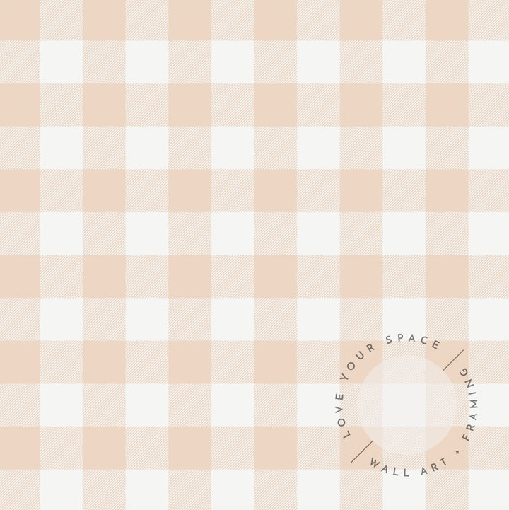 Gingham Soft Orange Designer Wallpaper