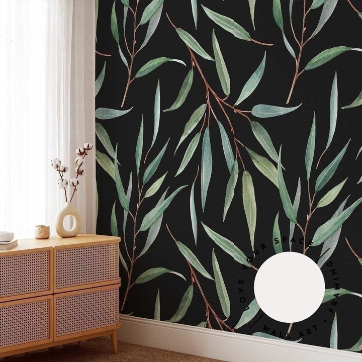 Midnight Gum Leaves Designer Wallpaper - Love Your Space