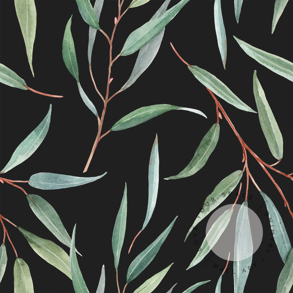 Midnight Gum Leaves Designer Wallpaper - Love Your Space