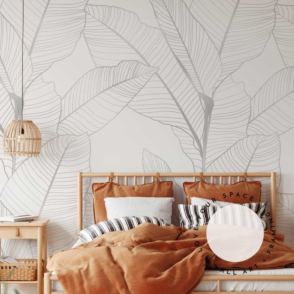 Monochrome Leaf Designer Wallpaper - Love Your Space