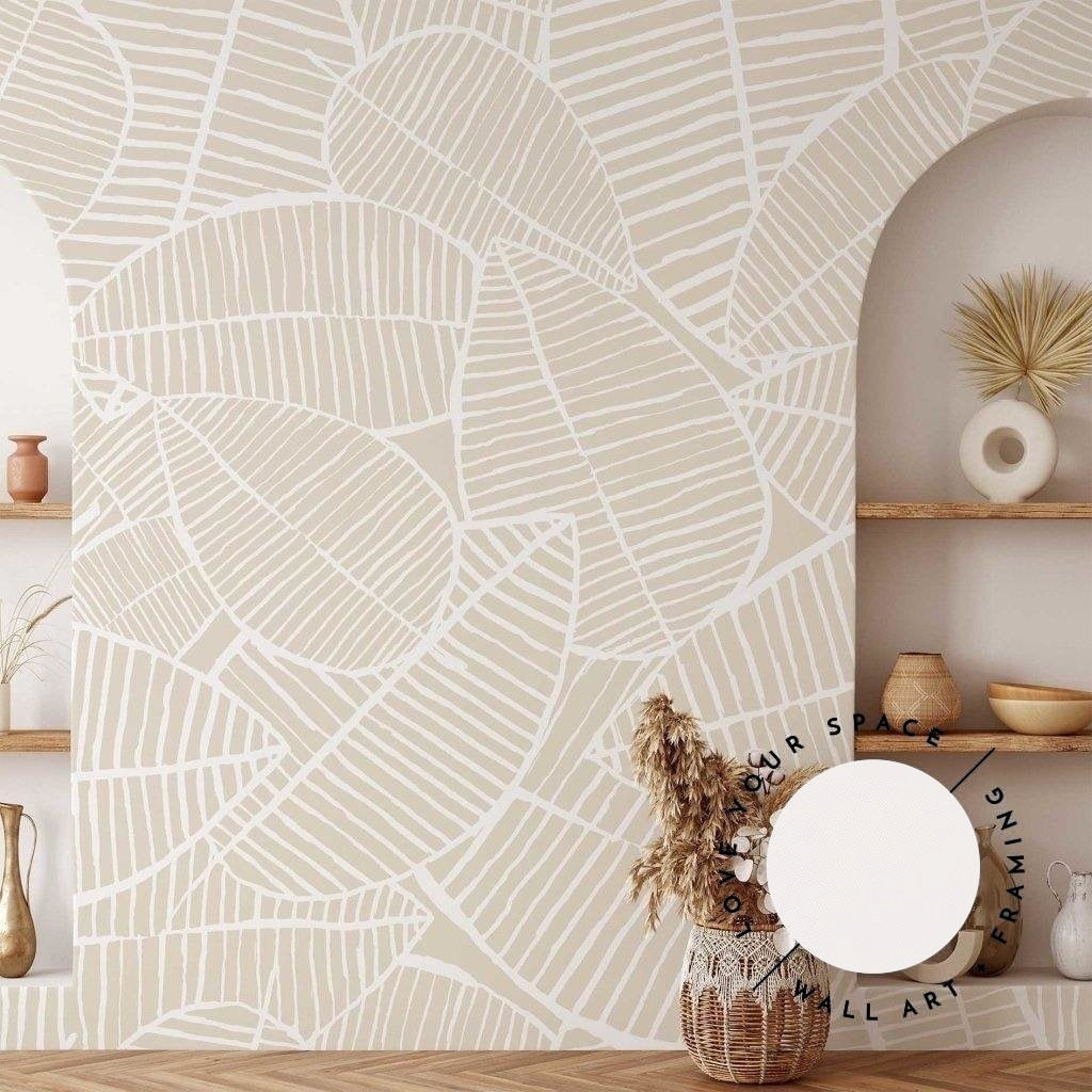 Neutral Leaf Designer Wallpaper - Love Your Space
