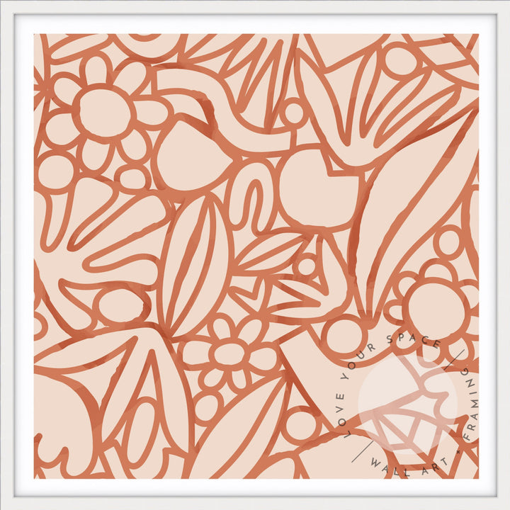 Orange Watercolour Flowers - SQUARE