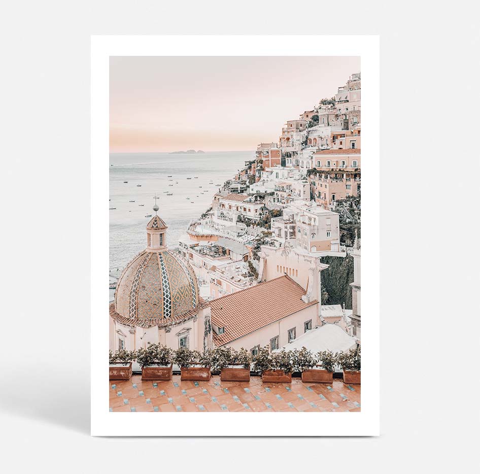 Set of 2 - Positano, Amalfi Coast & Santorini Sunset