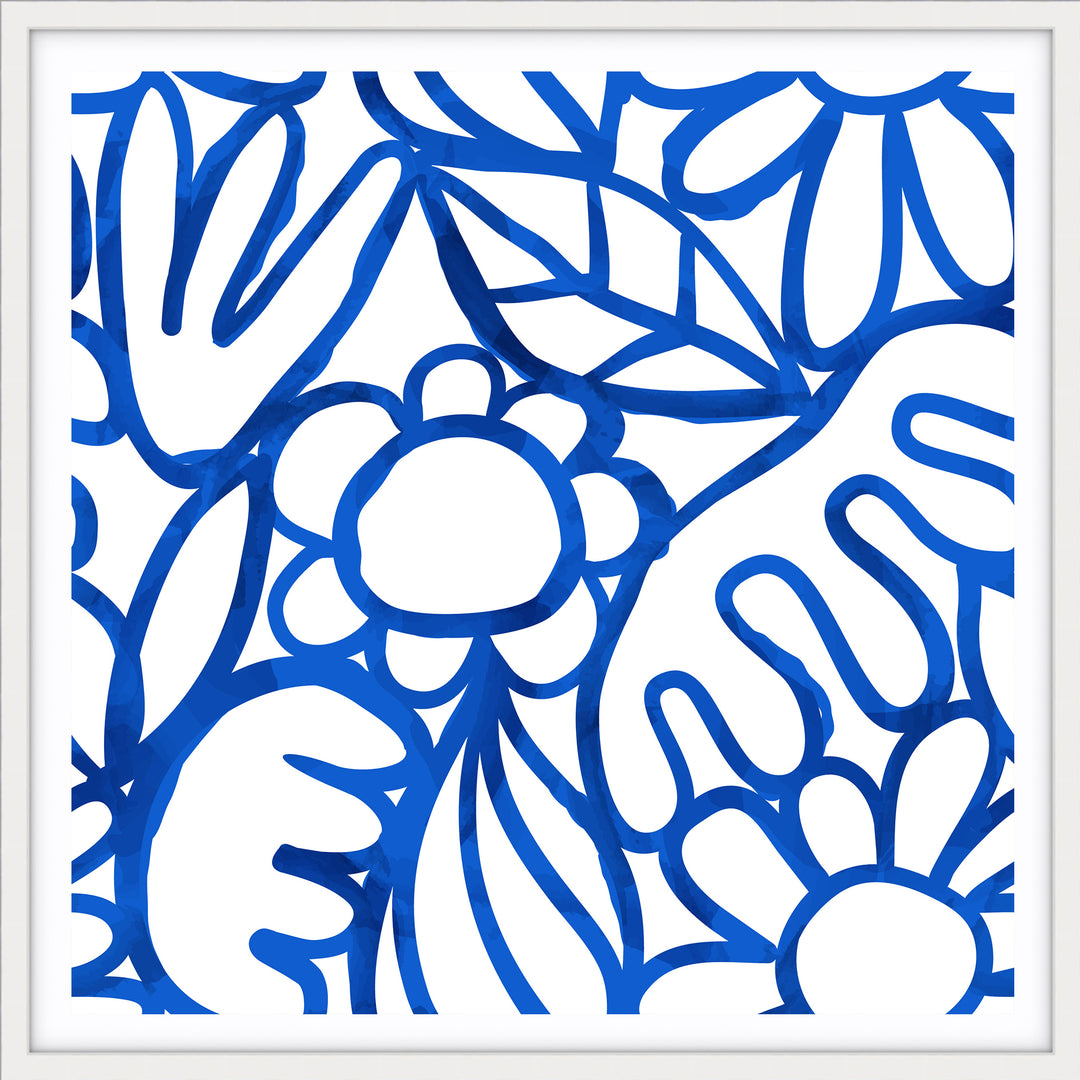 Blue Watercolour Flowers - SQUARE