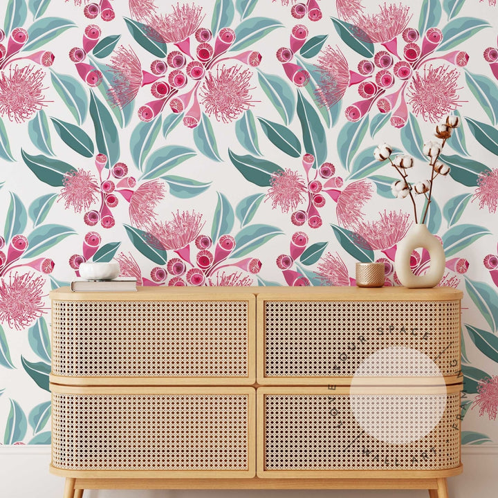 Pink Eucalyptus  Designer Wallpaper